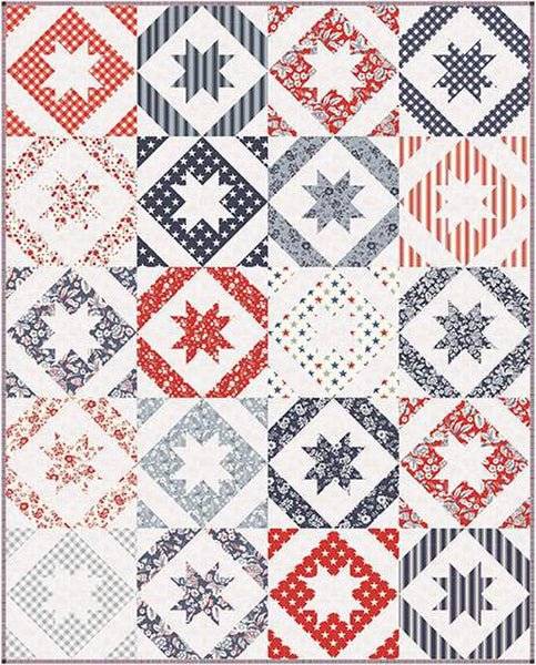Image of the How They Shine Quilt Pattern by Melissa Corry for Riley Blake Designs. Features star quilt patterns on a quilt. 
Cute Little Fabric Shop