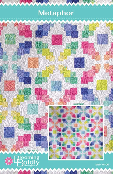 Image of the Blooming Boldly Designs Metaphor Quilt Pattern by Riley Blake Designs. Features a batik quilt pattern. 
Cute Little Fabric Shop
