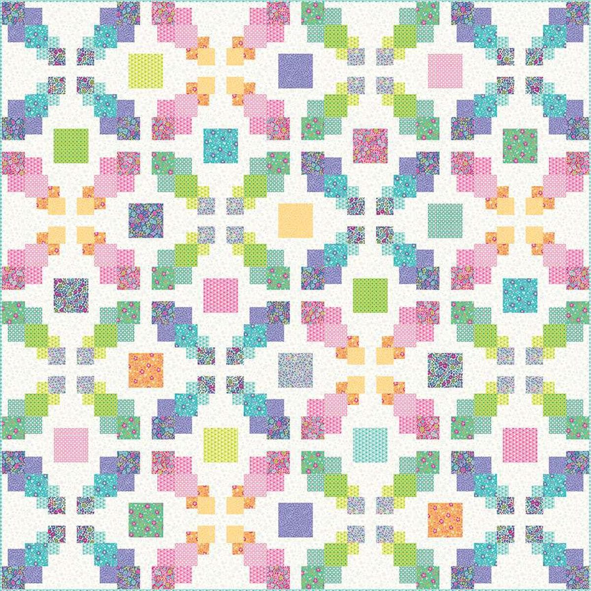 Image of the Blooming Boldly Designs Metaphor Quilt Pattern by Riley Blake Designs. Features a batik quilt pattern. 
Cute Little Fabric Shop
