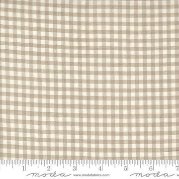 Image of the Woven Ginghams Roche Pearl quilting cotton fabric by French General for Moda Fabrics. Features printed gingham on a beige background. 
Cute Little Fabric Shop