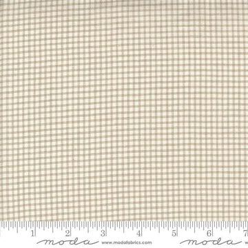 Image of the Woven Ginghams Roche Pearl quilting cotton fabric by French General for Moda Fabrics. Features printed gingham on a beige background. 
Cute Little Fabric Shop
