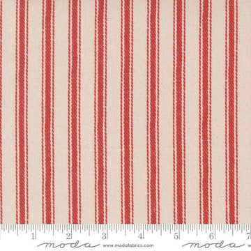 Image of the Farm And Garden Canvas Tomato by Cathe Holden for Moda Fabrics. Features red stripes on canvas. 
Cute Little Fabric Shop