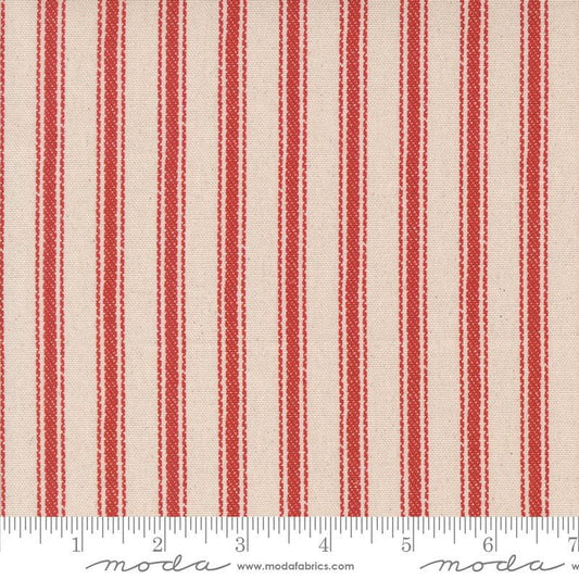 Image of the Farm And Garden Canvas Tomato by Cathe Holden for Moda Fabrics. Features red stripes on canvas. 
Cute Little Fabric Shop