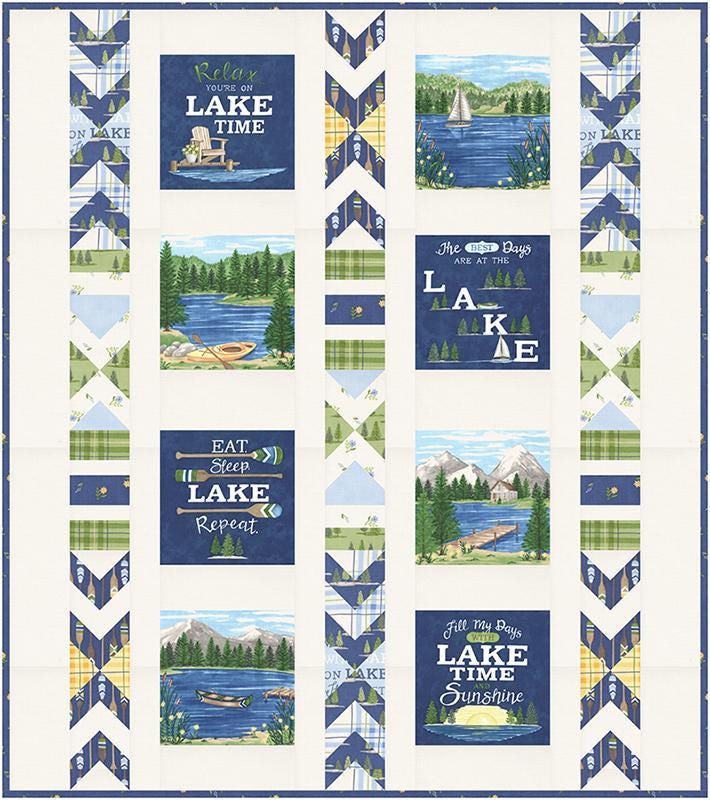 Image of the Day at the Lake Quilt quilt pattern by Coach House Designs for Moda Fabrics. Features a lake themed quilt.
Cute Little Fabric Shop