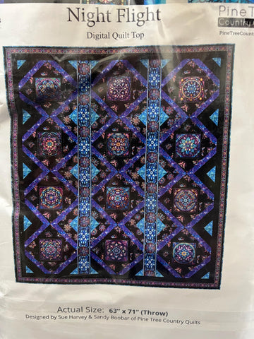 SALE Butterfly Glass Digital QUILT Top by Sue Harvey Quilt Design - Night Flight - QT Fabrics - Quilting Cotton
