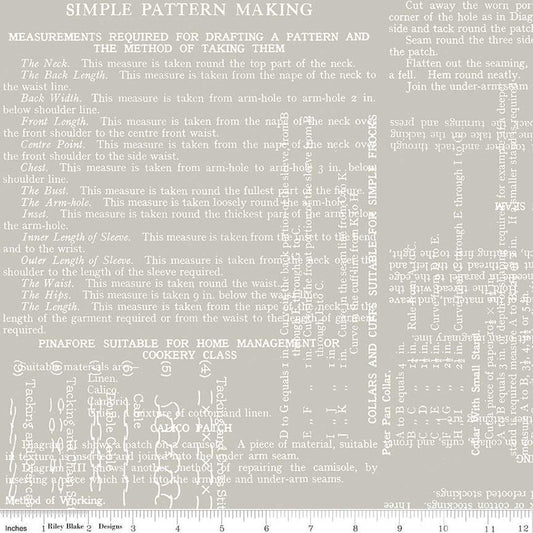 Image of the Wide Back Sew Text Gray by J. Wecker Frisch for Riley Blake Designs. Features words on a grey background. 
Cute Little Fabric Shop