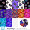 Image of the Night Night collage by QT Fabrics. Features bright colors and butterflies on many backgrounds. 
Cute Little Fabric Shop
