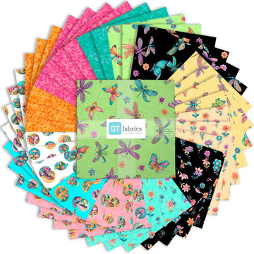 Image of the Spring Bling 10 inch stacker by Morris Creative Group for QT Fabrics. Features spring fabrics on various backgrounds. 
Cute Little Fabric Shop