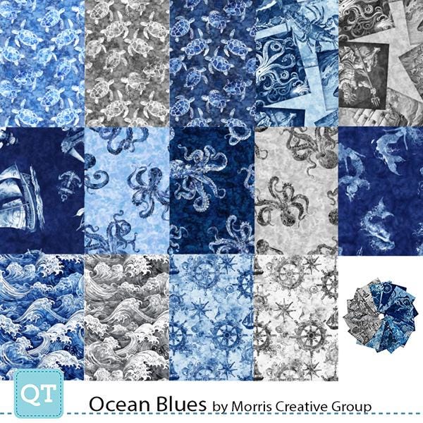 Image of the Ocean Blues fat quarter bundle by Morris Creative Group for QT fabrics. Features 14 prints with water themed fabrics.
Cute Little Fabric Shop