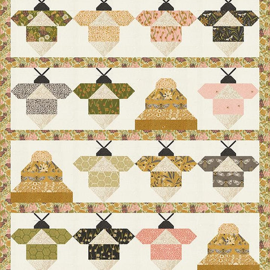 Image of the Busy Bees quilt pattern by Gingiber for Moda Fabrics. Features bees and beehives
Cute Little Fabric Shop