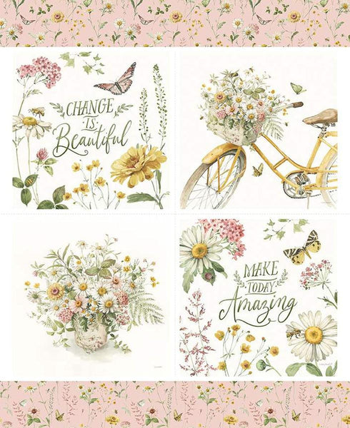 Image of the Love Me More Flower Pillow Panel quilting cotton fabric by Lisa Audit for Riley Blake Designs. Features flowers on a panel. 
Cute Little Fabric Shop