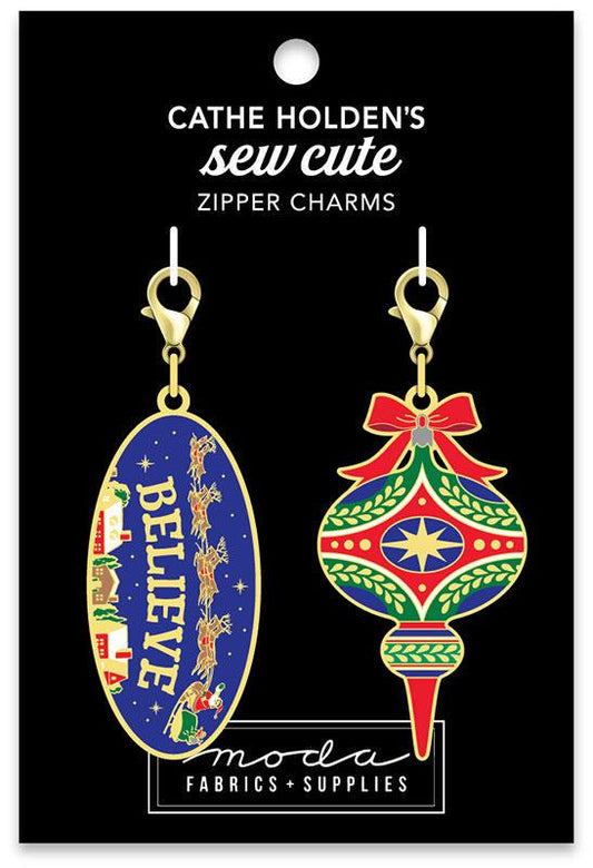 Image of the Ornaments Zipper Pulls 2ct CH123 by Cathe Holden for Moda Fabrics. Features two ornaments charms.
Cute Little Fabric Shop