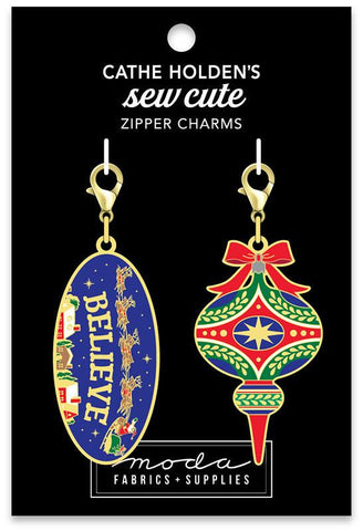 Image of the Ornaments Zipper Pulls 2ct CH123 by Cathe Holden for Moda Fabrics. Features two ornaments charms.
Cute Little Fabric Shop