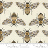 Image of the Bee Garden Metallic Bumblebee Porcelain quilting cotton fabric by Gingiber for Riley Blake Designs. Features bees on a cream background. Cute Little Fabric Shop