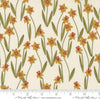Image of the Bee Garden Metallic Daffodils Porcelain quilting cotton fabric by Gingiber for Riley Blake Designs. Features flowers on a white background. Cute Little Fabric Shop