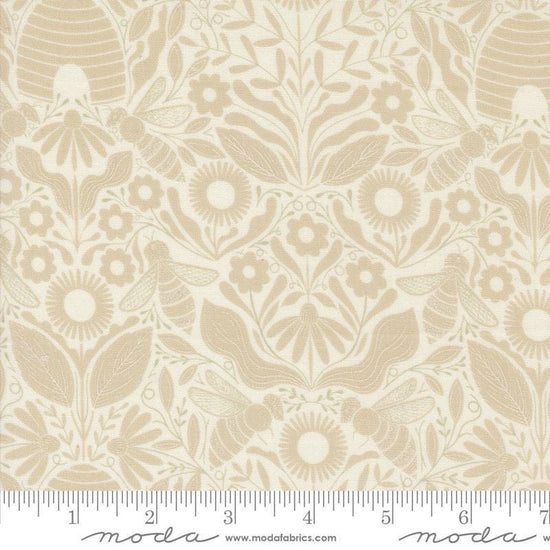 Image of the Bee Garden Beehive Porcelain quilting cotton fabric by Gingiber for Riley Blake Designs. Features flowers on a cream background. Cute Little Fabric Shop