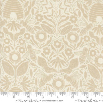 Image of the Bee Garden Beehive Porcelain quilting cotton fabric by Gingiber for Riley Blake Designs. Features flowers on a cream background. Cute Little Fabric Shop