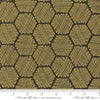Image of the Bee Garden Metallic Honeycomb Black quilting cotton fabric by Gingiber for Riley Blake Designs. Features honeycomb on a black background. Cute Little Fabric Shop
