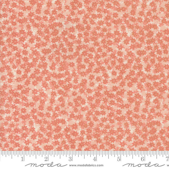 Image of the Bee Garden Floral Carnation quilting cotton fabric by Gingiber for Riley Blake Designs. Features small flowers on a pink background. Cute Little Fabric Shop