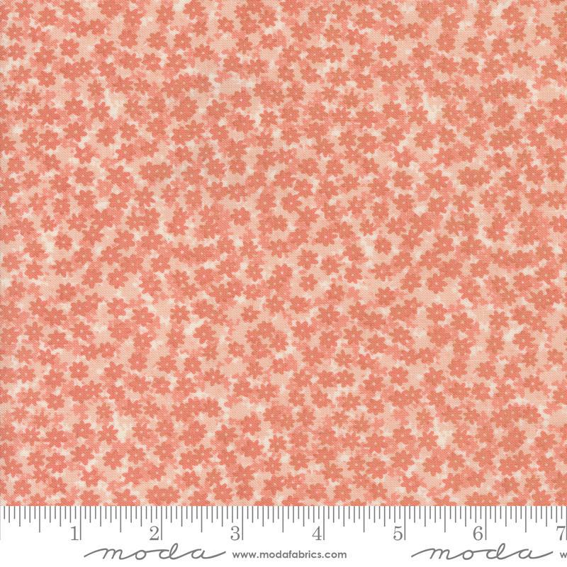 Image of the Bee Garden Floral Carnation quilting cotton fabric by Gingiber for Riley Blake Designs. Features small flowers on a pink background. Cute Little Fabric Shop