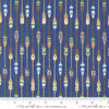 Image of the On Lake Time Paddles Deep Water quilting cotton fabric by Deb Strain for Moda Fabrics. Features paddles on a blue background. Cute Little Fabric Shop
