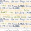 Image of the On Lake Time Words Cloud White quilting cotton fabric by Deb Strain for Moda Fabrics. Features words on a white background. Cute Little Fabric Shop