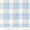 Image of the On Lake Time Plaid Cloud White quilting cotton fabric by Deb Strain for Moda Fabrics. Features a plaid pattern on a blue background. Cute Little Fabric Shop
