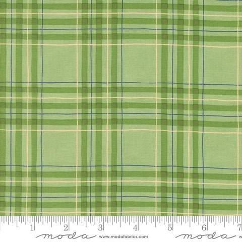 Image of the On Lake Time Plaid Spring quilting cotton fabric by Deb Strain for Moda Fabrics. Features a plaid pattern on a green background. Cute Little Fabric Shop