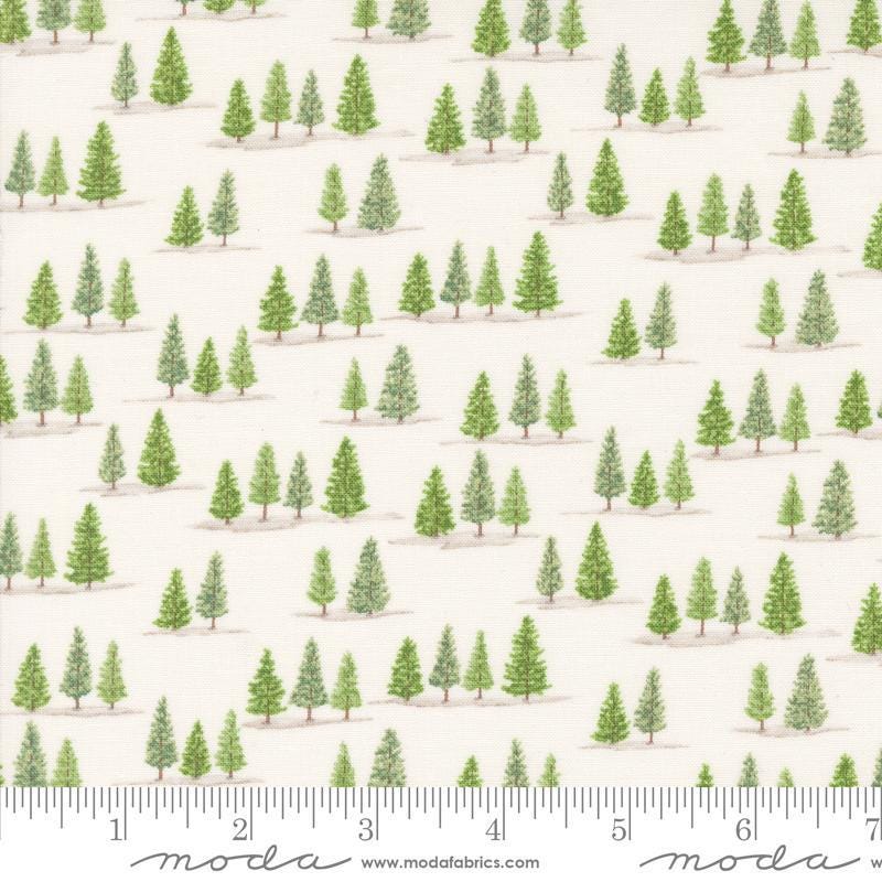 Image of the On Lake Time Trees Cloud White quilting cotton fabric by Deb Strain for Moda Fabrics. Features trees on a cream background. Cute Little Fabric Shop