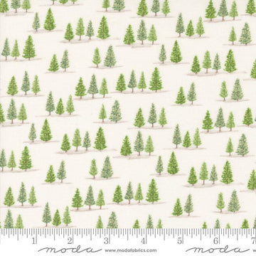 Image of the On Lake Time Trees Cloud White quilting cotton fabric by Deb Strain for Moda Fabrics. Features trees on a cream background. Cute Little Fabric Shop