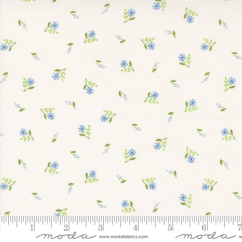 Image of the On Lake Time Flowers Cloud White quilting cotton fabric by Deb Strain for Moda Fabrics. Features flowers on a cream background. Cute Little Fabric Shop