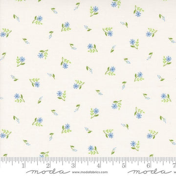 Image of the On Lake Time Flowers Cloud White quilting cotton fabric by Deb Strain for Moda Fabrics. Features flowers on a cream background. Cute Little Fabric Shop
