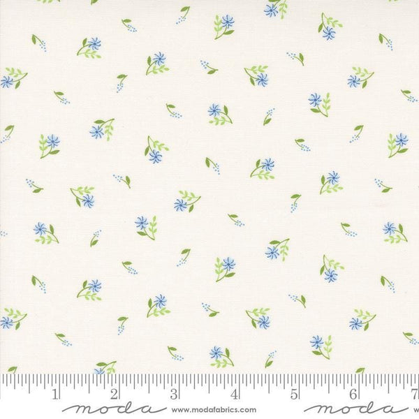 Image of the On Lake Time Flowers Cloud White quilting cotton fabric by Deb Strain for Moda Fabrics. Features flowers on a cream background. Cute Little Fabric Shop