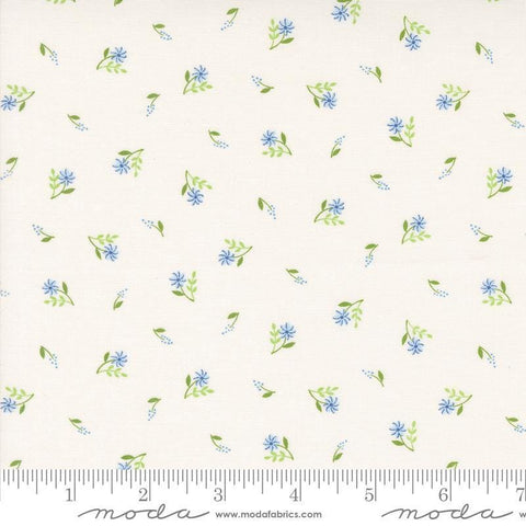 Image of the On Lake Time Flowers Cloud White quilting cotton fabric by Deb Strain for Moda Fabrics. Features flowers on a cream background. Cute Little Fabric Shop