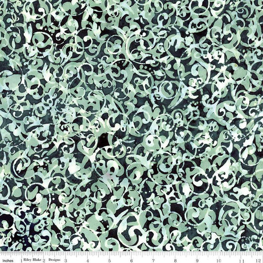 Image of the Expressions Batiks Victorian Garden Sage quilting cotton fabric by Riley Blake Designs. Features abstract patterns. 
Cute Little Fabric Shop