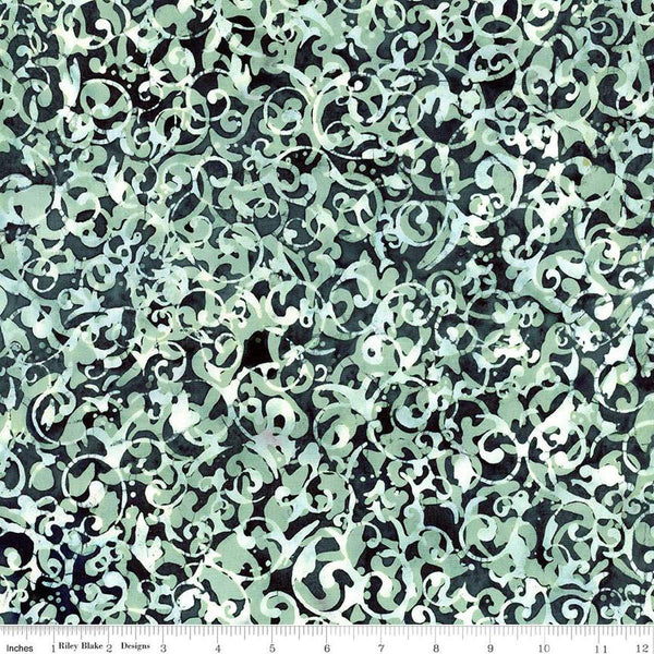 Image of the Expressions Batiks Victorian Garden Sage quilting cotton fabric by Riley Blake Designs. Features abstract patterns. 
Cute Little Fabric Shop