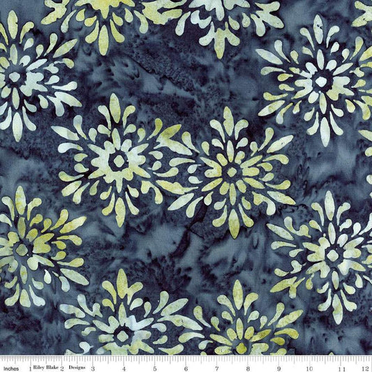 Image of the Expressions Batiks Victorian Garden Charcoal quilting cotton fabric by Riley Blake Designs. Features abstract patterns. 
Cute Little Fabric Shop