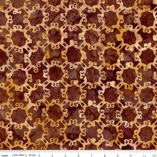 Image of the Expressions Batiks Victorian Garden Gingerbread quilting cotton fabric by Riley Blake Designs. Features abstract patterns. 
Cute Little Fabric Shop