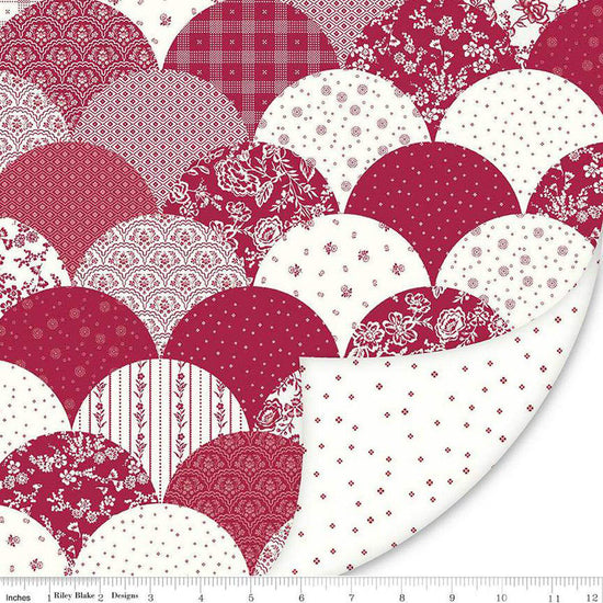 Image of the Double Lush Velvet Red Delicious Scallops quilting cotton fabric by Riley Blake Designs. Features a scalloped pattern on velvet. 
Cute Little Fabric Shop