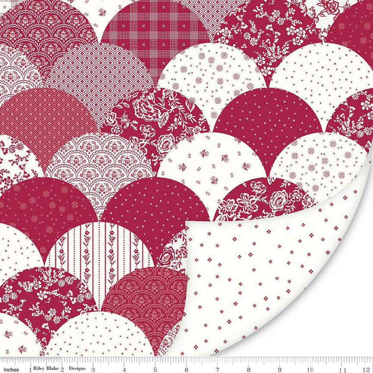 Image of the Double Lush Velvet Red Delicious Scallops quilting cotton fabric by Riley Blake Designs. Features a scalloped pattern on velvet. 
Cute Little Fabric Shop