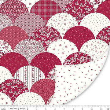 Image of the Double Lush Velvet Red Delicious Scallops quilting cotton fabric by Riley Blake Designs. Features a scalloped pattern on velvet. 
Cute Little Fabric Shop