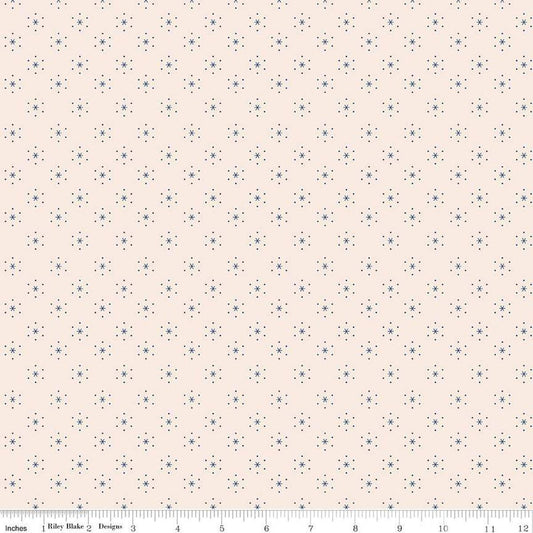 Image of the Americana Sparkle Latte quilting cotton fabric by Lori Holt for Riley Blake Designs. Features stars on a cream background. Cute Little Fabric Shop