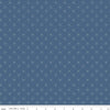 Image of the Americana Sparkle Denim quilting cotton fabric by Lori Holt for Riley Blake Designs. Features stars on a blue background. Cute Little Fabric Shop