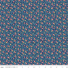 Image of the Americana July Dark Denim quilting cotton fabric by Lori Holt for Riley Blake Designs. Features flowers on a blue background. Cute Little Fabric Shop