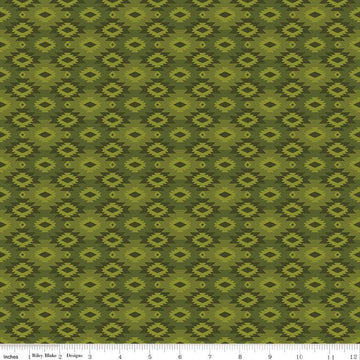 Image of the Pine Grove Geometric Green quilting cotton fabric by Riley Blake Designs. Features geometric on a green background. Cute Little Fabric Shop