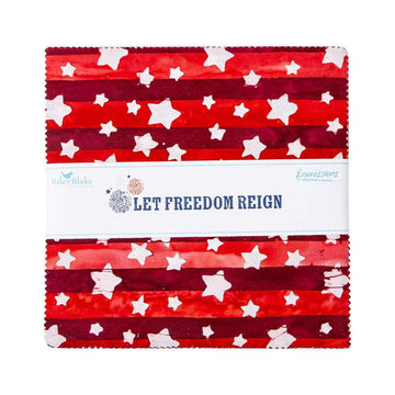 Image of the Expressions Batiks Let Freedom Reign 10 inch Stacker by Riley Blake Designs. Features patriotic themed fabric. 
Cute Little Fabric Shop