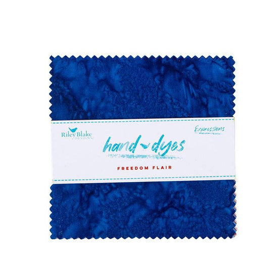 Image of the Expressions Batiks Hand-Dyes Freedom Flair 5 inch stacker by Riley Blake Designs. Features patriotic colored fabric.
Cute Little Fabric Shop