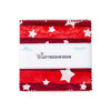 Image of the Expressions Batiks Let Freedom Reign 5 inch Stacker by Riley Blake Designs. Features patriotic fabrics on various backgrounds. 
Cute Little Fabric Shop