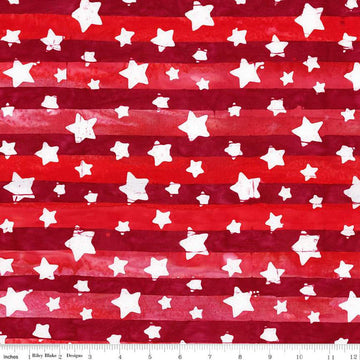Image of the Expressions Batiks Let Freedom Reign Red Candy Riot quilting cotton fabric by Riley Blake Designs. Features patriotic fabrics. 
Cute Little Fabric Shop