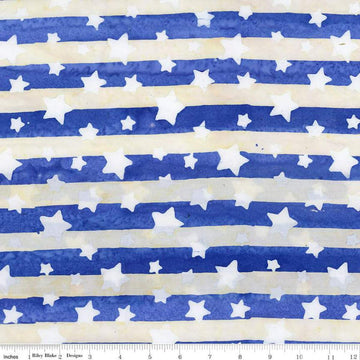 Image of the Expressions Batiks Let Freedom Reign Blueprint Matte quilting cotton fabric by Riley Blake Designs. Features stars on a blue background.
Cute Little Fabric Shop